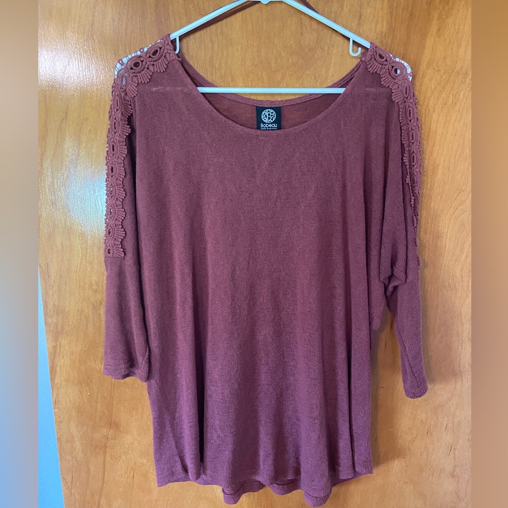 Bobeau Rust Knit Top